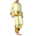 thumbnail image 2 of Naloa Sunflowers On A Yellow Background Men’s Pajamas Set - Long Sleeve Button Down Sleep Shirt and Pajama Bottoms Sleepwear Set-Medium, 2 of 7