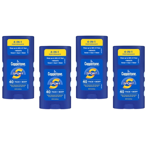 Coppertone Sport SPF 40 Sunscreen Stick 1.5 oz (Pack of 4)