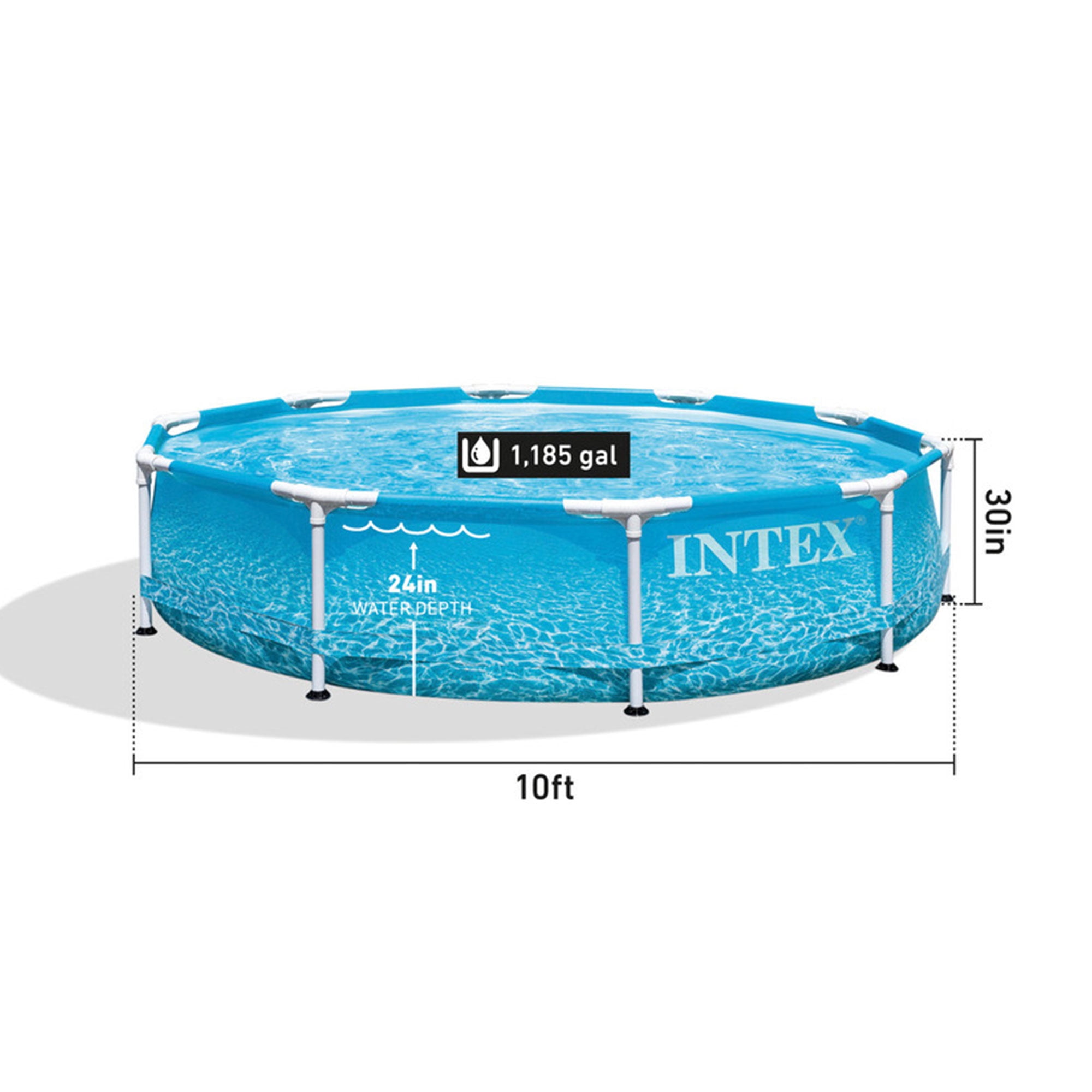 Intex 28206EH 10' x 30" Above Ground Steel Metal Frame Beachside Swimming Pool