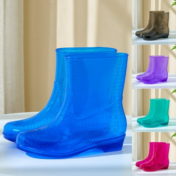 Womens Rain Boots Slip Durable Adult Booties Stylish Transparent Rain Shoes Waterproof Rubber Boots Women Black 41