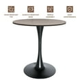 thumbnail image 4 of LeisureMod Bristol Mid-Century Modern 36" Round Table with Wood Top and Iron Pedestal Black Base with Gloss Finish for Kitchen and Dining Room, Dark Walnut, 4 of 8