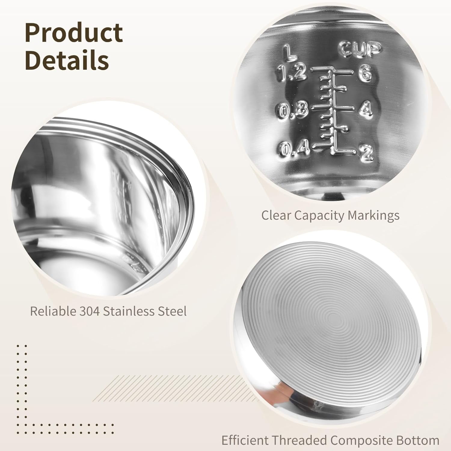 304 Stainless Steel Inner Pot for  NS-TSC10, 3 L/5.5-Cup Rice Cooker Replacement, Easy Clean &