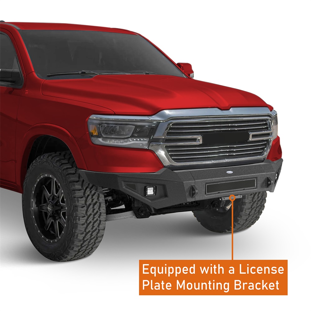 Hooke Road Front Bumper Fit 2019 2020 2021 2022 2023 Dodge Ram 1500 (Excluding EcoDiesel, Rebel, TRX ,1500 Classic)