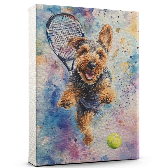 Welsh Terrier Dog Canvas Tennis Stretched Canvas Size 8x12 – Funny Welsh Terrier Dog Canvas Wall Decor, Funny Dog Wall Art for Tennis Room