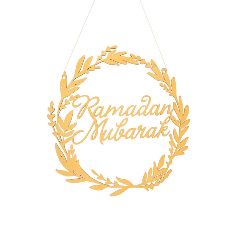 Eid Mubarak Wooden Ornament Ramadan Wood Decor Moon Star Hanging