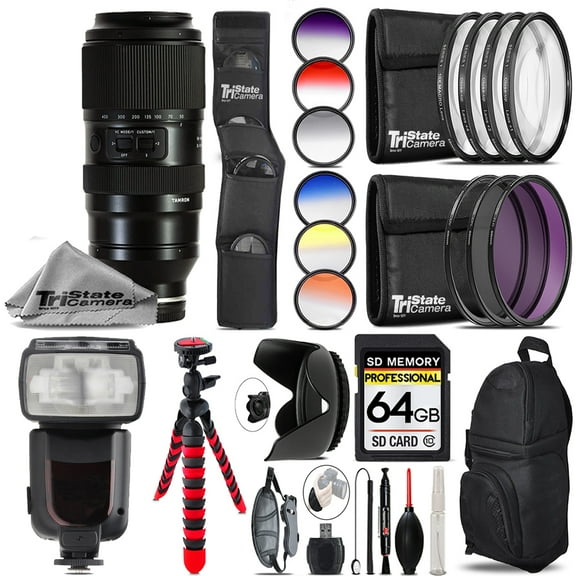 Tamron 50-400mm f/4.5-6.3 Di III VC VXD Lens for Sony E  13 Piece Filter & More- 64GB Accessory Kit