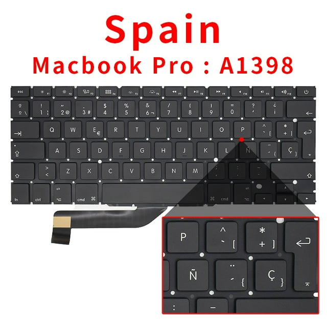 New Laptop Keyboard For Macbook Pro Retina 15" A1398 US UK Russian Spain French 2012 2013 2014 2015 SP