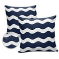 thumbnail image 2 of Blue and White Line Wave Stripe Outdoor Pillow Covers Waterproof Throw Pillow Cover 18x18in Set of 2,Square Decorative Pillowcases Cushion Case for Patio Sofa Couch,Minimalist Seashore Geometric Art, 2 of 7