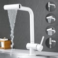 thumbnail image 2 of feetron White Kitchen Faucet with Pull Out Sprayer & 4 Spray Mode Single Hole Mixer Tap, 2 of 10
