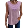 thumbnail image 2 of Jamicy Women Tank Tops Crew Neck Sleeveless Blouse Spring/Summer Clothing Base T-Shirt Lace Fashion Tank Tops for Wome,, 2 of 6