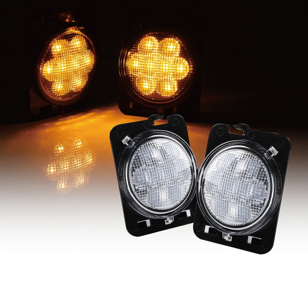Xprite Clear Lens LED Side Marker Fender Lights for 2007 2018 Jeep