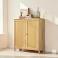 thumbnail image 3 of Hassch Modern Farmhouse Storage Cabinet, 31.5"W Accent Cabinet with Rattan Woven Doors, Adjustable Shelves & Solid Wood Legs for Living Room, Dining Room, or Bedroom (Natural), 3 of 6