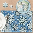 thumbnail image 4 of Winter Blue Snowflake Placemats Set of 4, Snow Dining Place Mats Table Decor, Christmas Seasonal Home Kitchen Decoration 12 x 18 Inch, 4 of 6