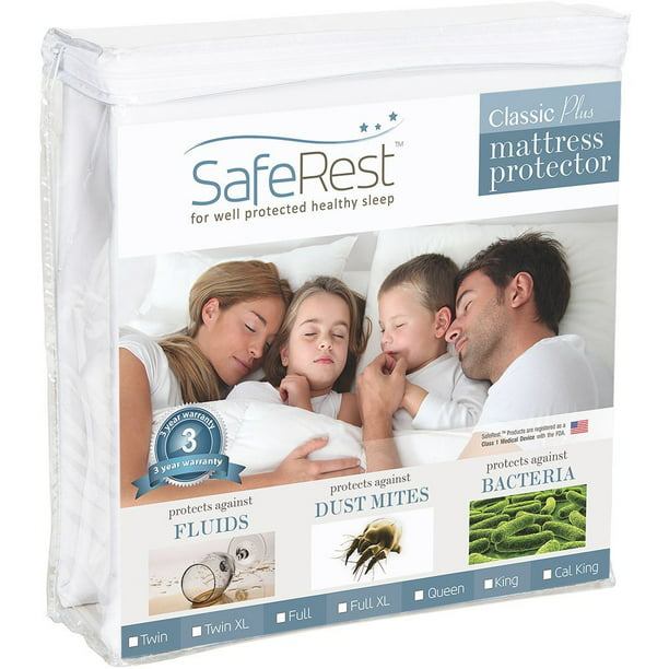 SafeRest Classic Plus Hypoallergenic 100 Waterproof Mattress Protector Vinyl Free, Multiple