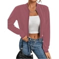 thumbnail image 2 of Flight Jacket Women Light-Weight Casual Zip Up Jacket Cropped Long Sleeve Fashion, Fall Pink XL, 2 of 7