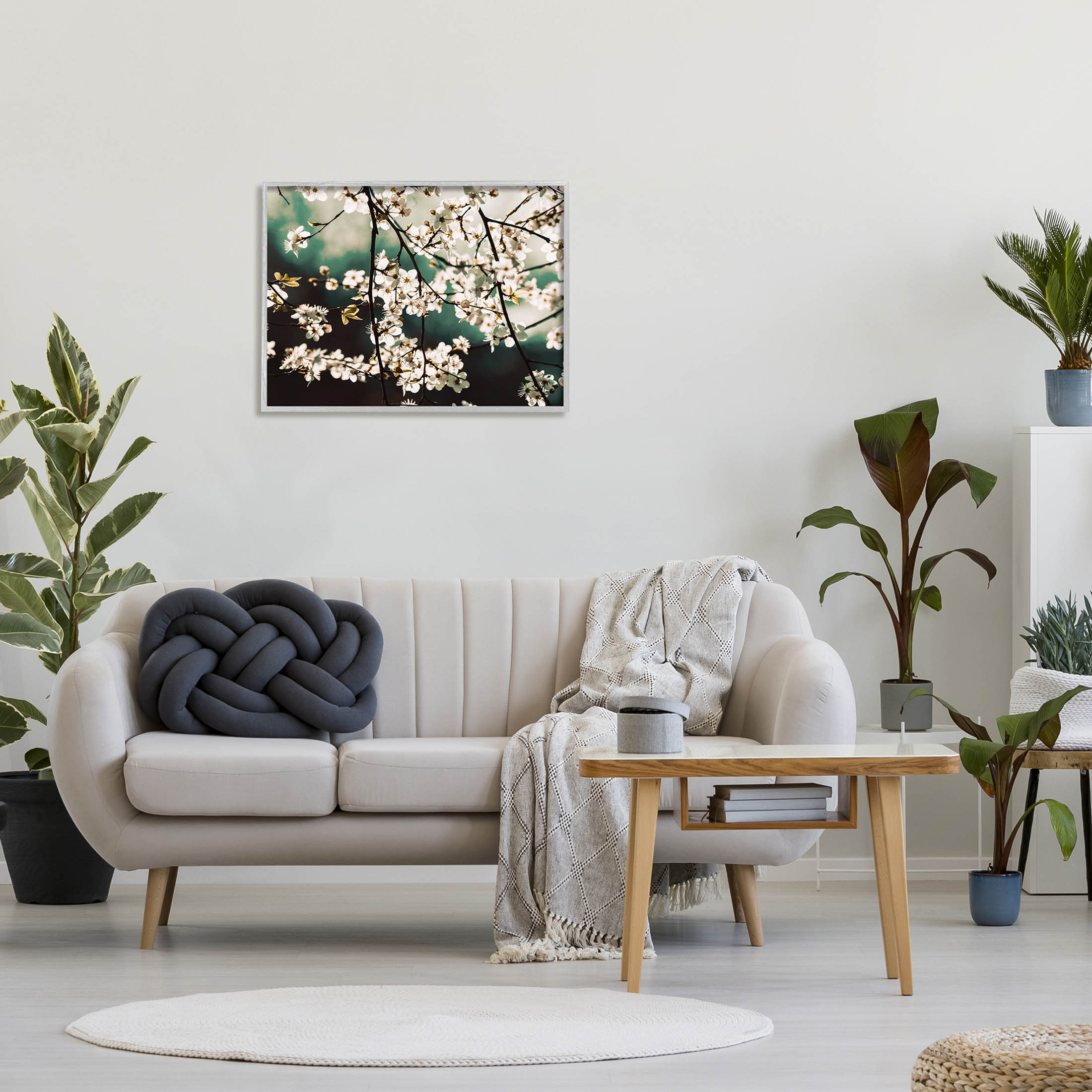 Cherry Blossom Nature Photography Botanical & Floral Photograph Gray Framed Art Print Wall Art
