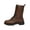 Brown_#01, variant on Womens Lace Up Mid Calf Boots Round Toe PU Leather Combat Boot with Side Zipper Comfy Low Heel Outdoor Hiking Boots,Brown 41