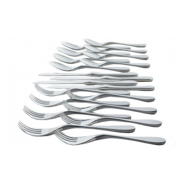 Knork 20 Pc Acier Inoxydable Lave-Vaisselle Vaisselle Service à Manger Ensemble, Argent