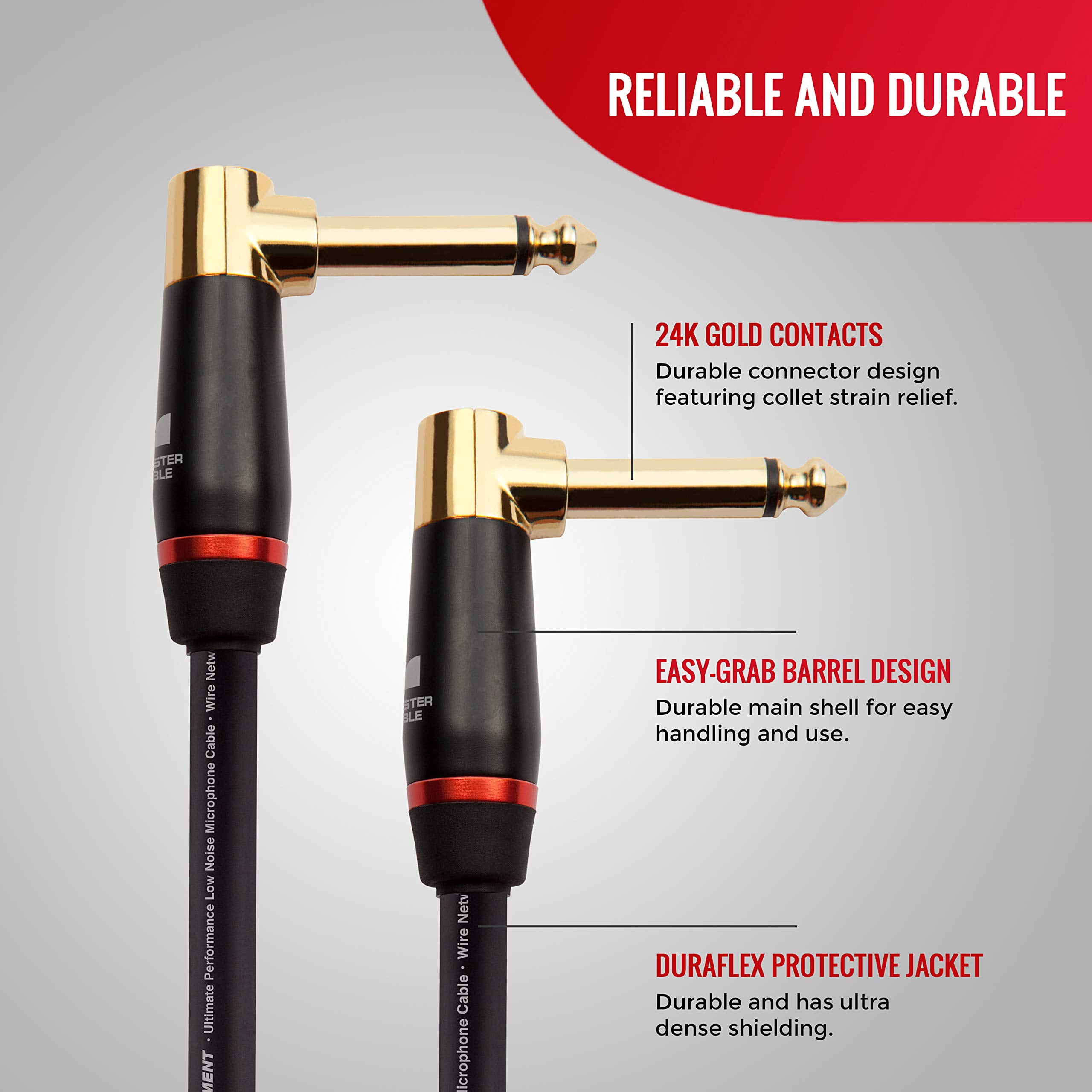 Monster Cable Prolink Bass Instrument Cable 8 in. Right Angle to Right Angle, Black