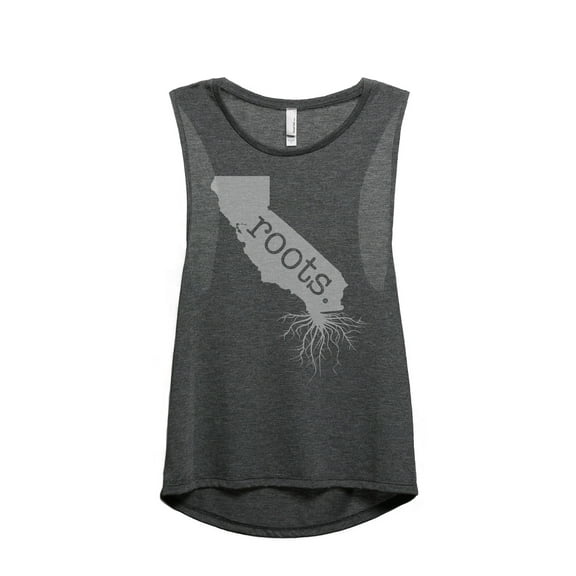 Thread Tank Home Roots State California CA Women's Sleeveless Muscle Tank Top Charcoal X-Large