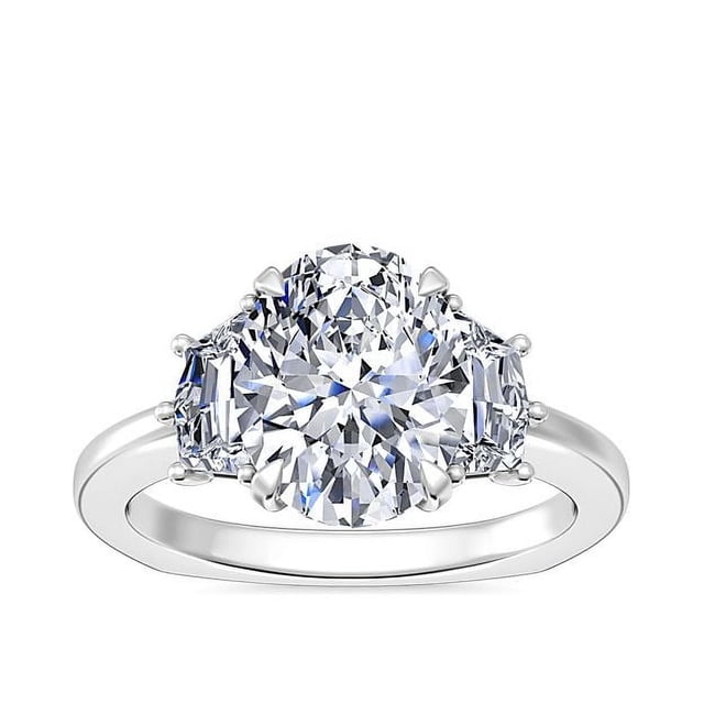 0.80 Carat Excellent Oval Cut Natural Diamond Beautiful Three Stone Bridal Ring for Bride Solid 14K White Gold Size 5
