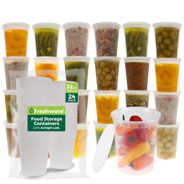 Recipientes para almacenamiento de alimentos Freshware, 24 unidades, 946 ml, libres de BPA