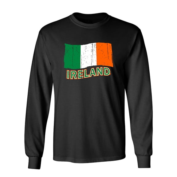 Ireland Flag Patricks Day Gift Sarcastic Humor Novelty Men's Long Sleeve Shirts