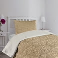 thumbnail image 2 of Ambesonne Beige Quilted Coverlet 2 Pcs, Damask Floral Victorian, Twin Size, Beige, 2 of 4