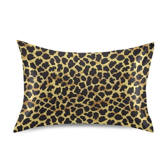 JSTEL Leopard Print Gold Cheetah Satin Pillowcase Standard Size Pillow Cases Envelope Closure Bed Pillow Cover, 20 x 26 inch