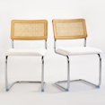 thumbnail image 2 of GrandNoor White Rattan Dining Chairs,Wooden Mid-Century Modern Kitchen Chairs, Armless Mesh Back Cane Chairs, Famous Cesca Design Chairs with Metal Chrome Leqs, Set of 4, 2 of 19