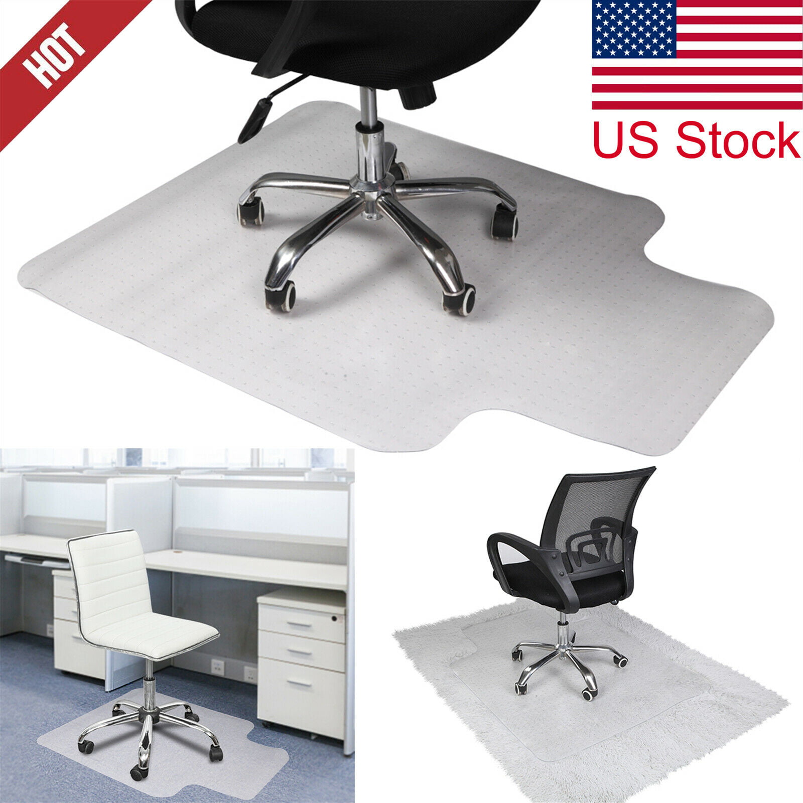 Opaque Polypropylene Low/Medium Pile Computer Chair Floor Protector for Office and Home Studded Chair Mat with Lip for Carpets 36x48 