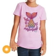 thumbnail image 2 of Del Sol Youth Girls Crew Tee - Tales of a Mermaid, Lilac T-Shirt - Changes from Pink to Vibrant colors in the Sun - 100% Combed, Ring-Spun Cotton, Short Sleeve, 2 of 3