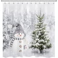 thumbnail image 3 of Winter Snowman Shower Curtain for Bathroom Pine Tree Forest with Snowflake Winter Scene Shower Curtain with 12 Hooks Cute Christmas Holiday Bathroom Curtains Shower Set 72x72 Inch, 3 of 6