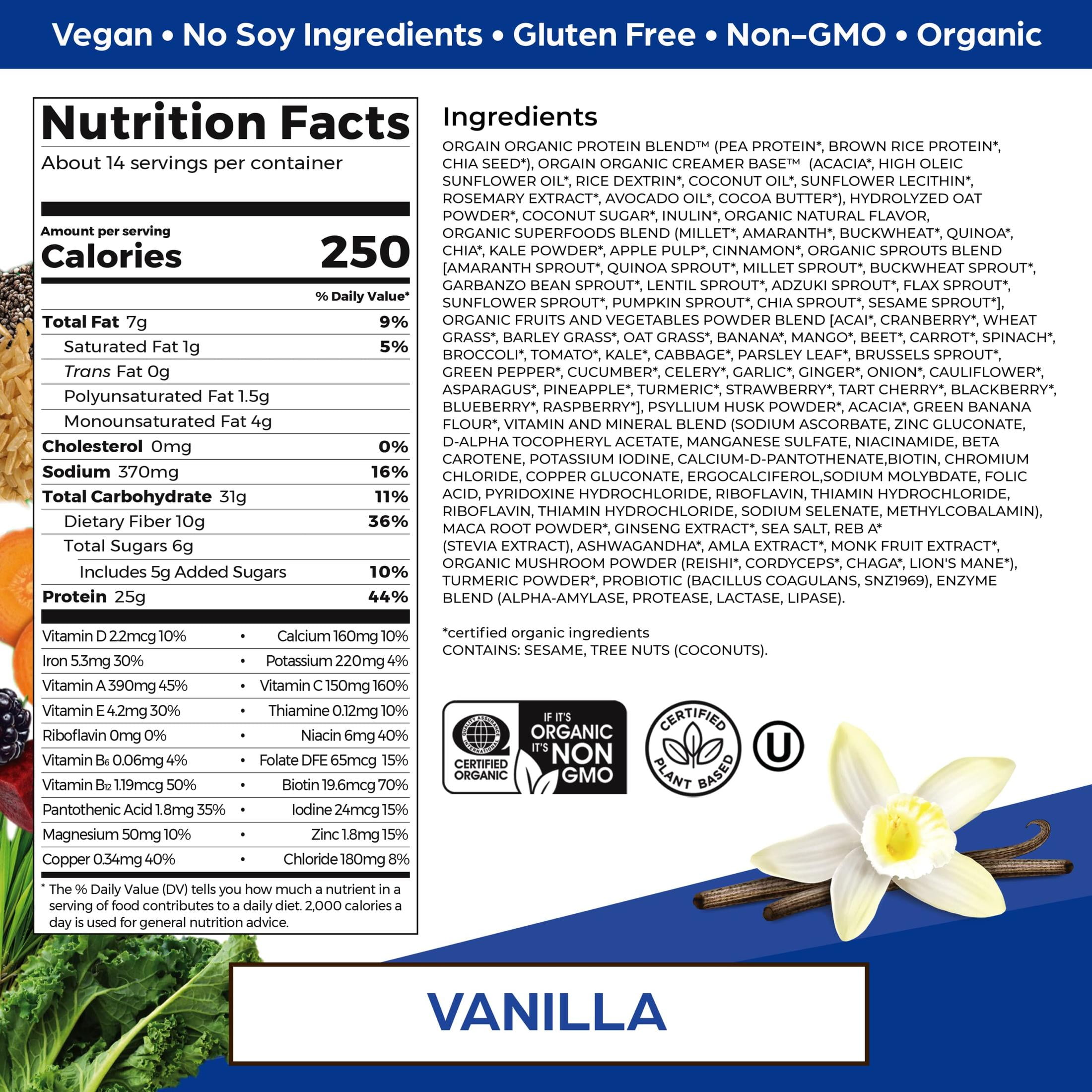 Orgain ® Organic Plant Based Perfect Meal Protein Powder Vanilla