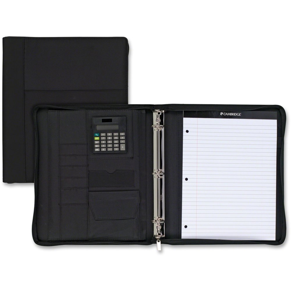 Cambridge Zipper 3Ring Binder with Notepad, Calculator, 200 Sheets, 8