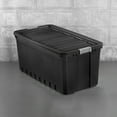 thumbnail image 3 of Sterilite Extra Large Stackable Storage Bin, 50 Gallon Durable Plastic Tote with Latch Lid, Black, 3 Pack, 3 of 11