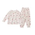 thumbnail image 1 of Pijamas de manga larga con volantes estampados para niñas, conjunto de dos piezas para dormir, Otoño, 2023, 1 of 4