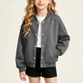 thumbnail image 3 of VIPOIN Kids Varsity Jacket, Snap Button Long Sleeve Bomber Coat with Ribbed Collar, Casual Outerwear, 3 of 6