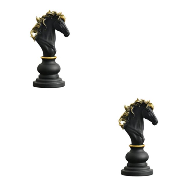 Bewildely Figuras de ajedrez para un toque exquisito en el hogar, figuras de resina, adornos de ajedrez, elección de regalo, Caballero Negro Caballero negro 2Conjunto