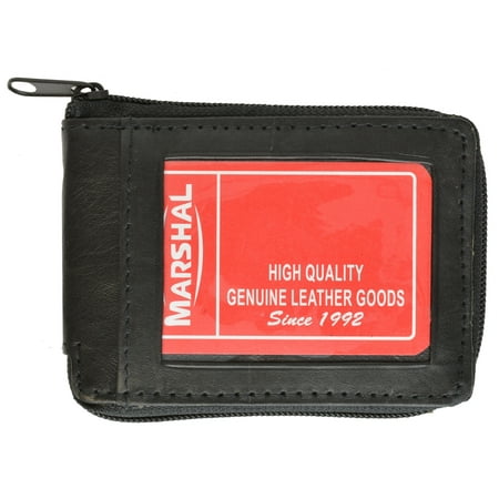 - Lambskin Leather Zip Around W/Outside ID Bifold Wallet 1574 (C) Black