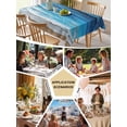 thumbnail image 5 of Blue Coastal Beach Table Cloth, Summer Nautical Oil Painting Waterproof Tablecloth for Square Tables, Reusable Washable Fabric Table Cover for Restaurant Kitchen Dining Tables 60"x60", 5 of 6