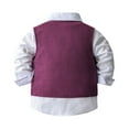thumbnail image 4 of Hansber Toddler Baby Boys Formal Outfits Gentleman Wedding Clothes Suits Button Down Shirt with Pants Purple 110, 4 of 6