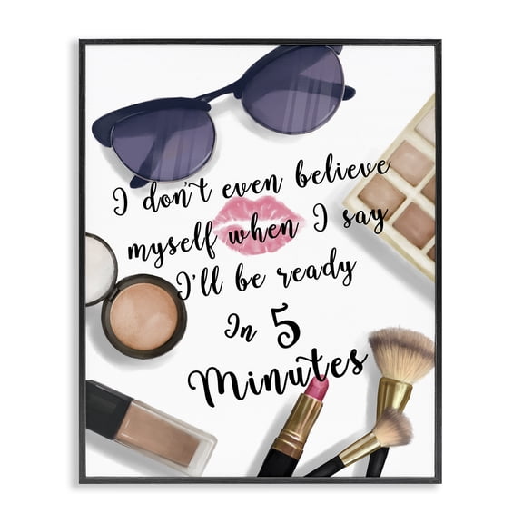 Stupell Industries Eclectic Fashion Ready in Five Glam Humor Black Framed Giclee Art, 16 x 20, by Ziwei Li