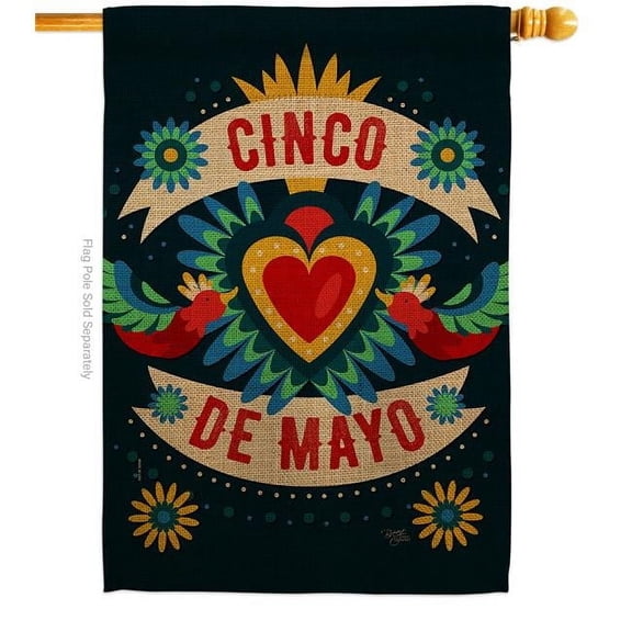 Breeze Decor  Cambaya Cinco De Mayo House Flag Summer 28 x 40 in. Double-Sided Decorative Vertical Flags for Decoration Banner Garden Yard Gift
