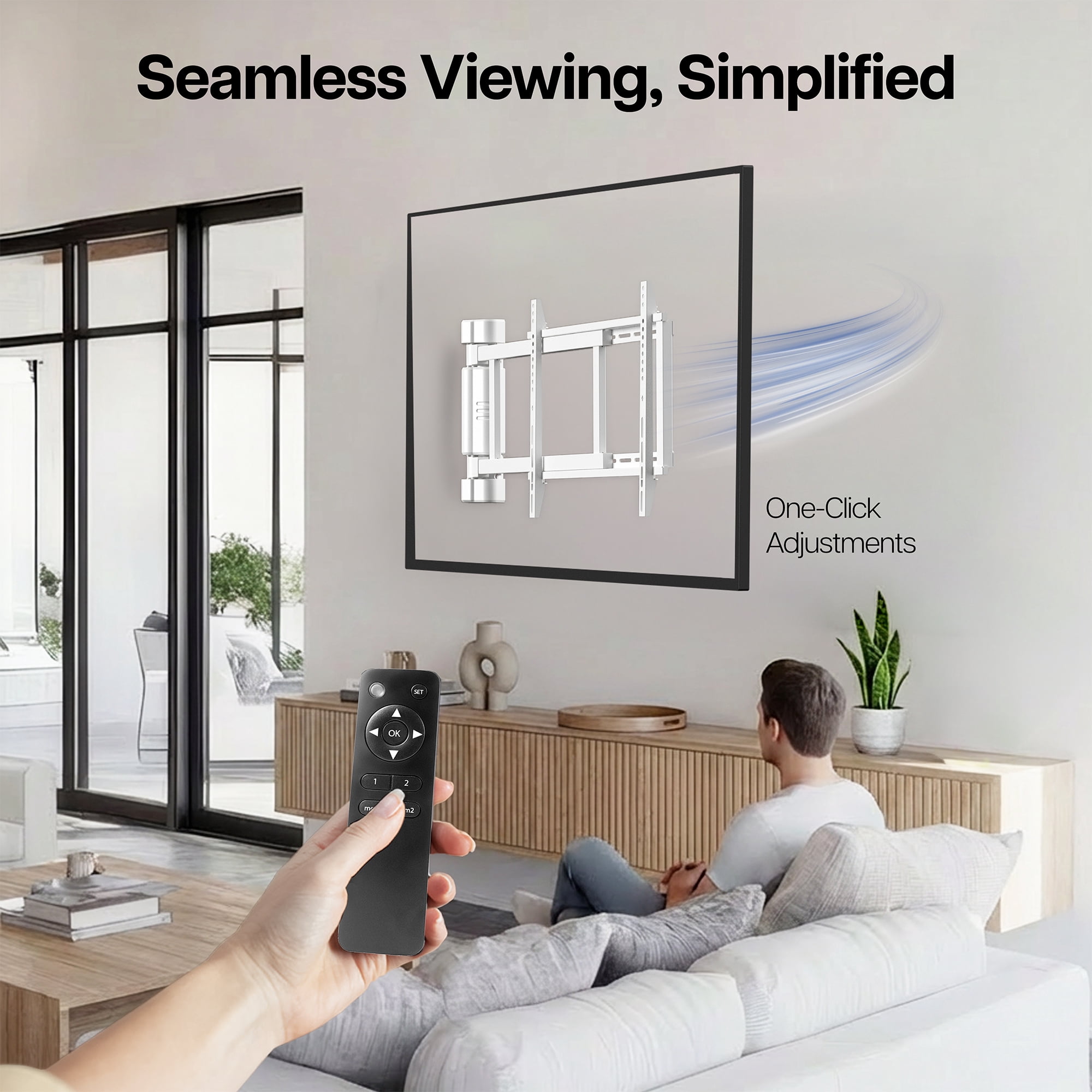 VIVO White Steel Low Profile Electric Adjustable Swing 32" to 75" TV Wall Mount