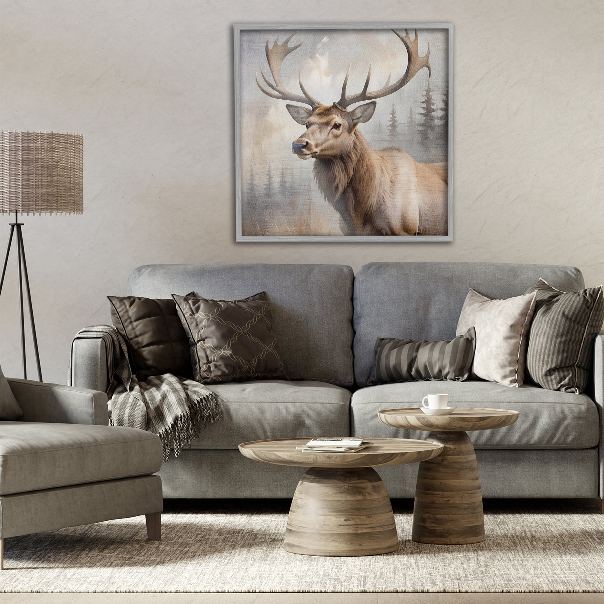 Stupell Industries Graceful Forest Stag Gray Framed Giclee Art, design by Susan Arnot