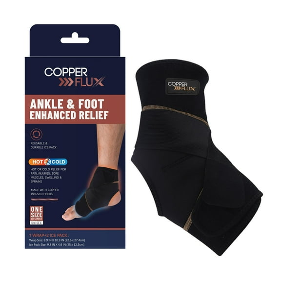 Ankle and Foot Brace with Hot/Cold Therapy Copper Infused