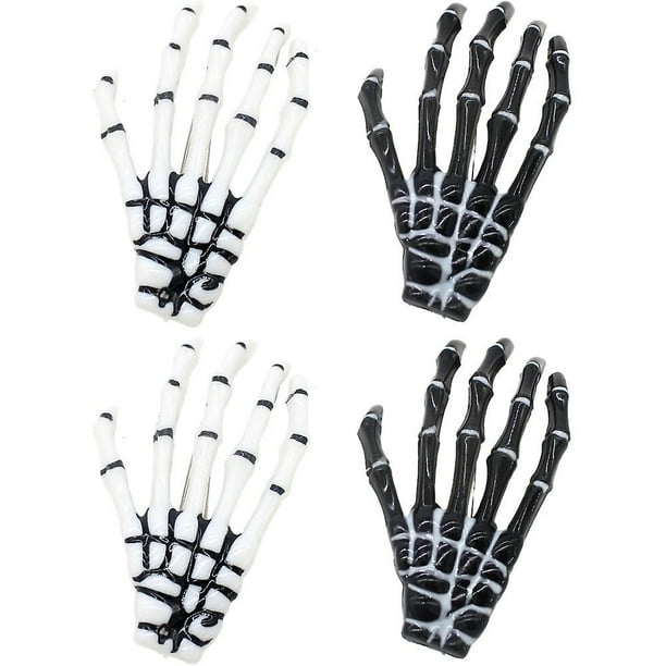 (4 piezas) Pinza para el cabello de Halloween con garra de mano de esqueleto, accesorios para peinar el cabello femenino compatibles con niñas