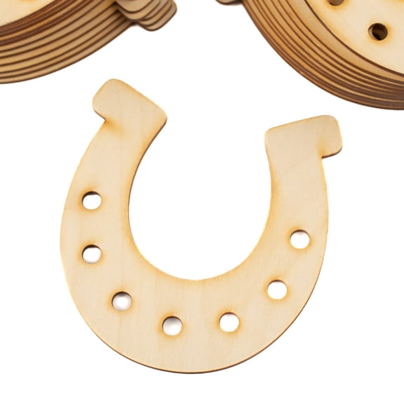 24pc Unfinished Horseshoe Shaped Wood Cutouts - for St. Patrick's Day - Factory Direct Craft