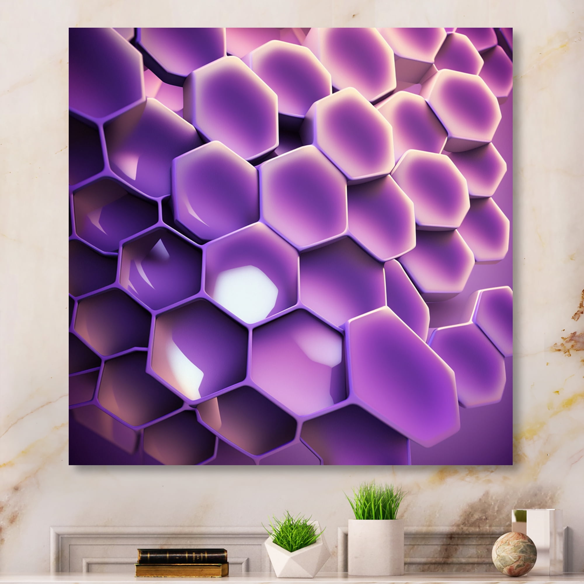 Designart Abstract Geomtric Purple I Canvas Wall Art